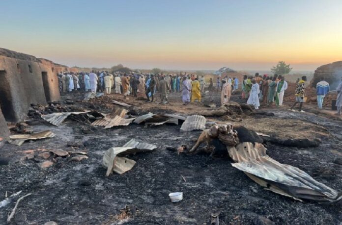 TThe scene of the accidental bombing by the military. Image courtesy of NEMA on X 696x459